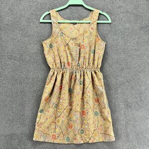 Forever 21 Yellow Floral Mini Dress with Teal and Coral Accents
